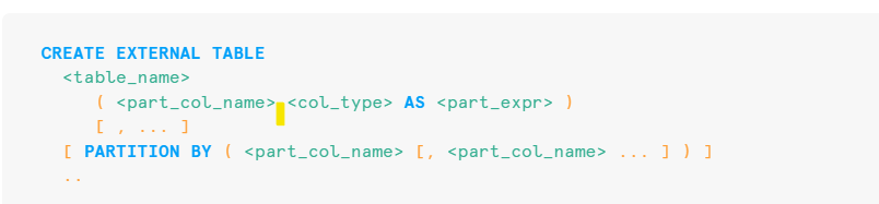 External Table Syntax